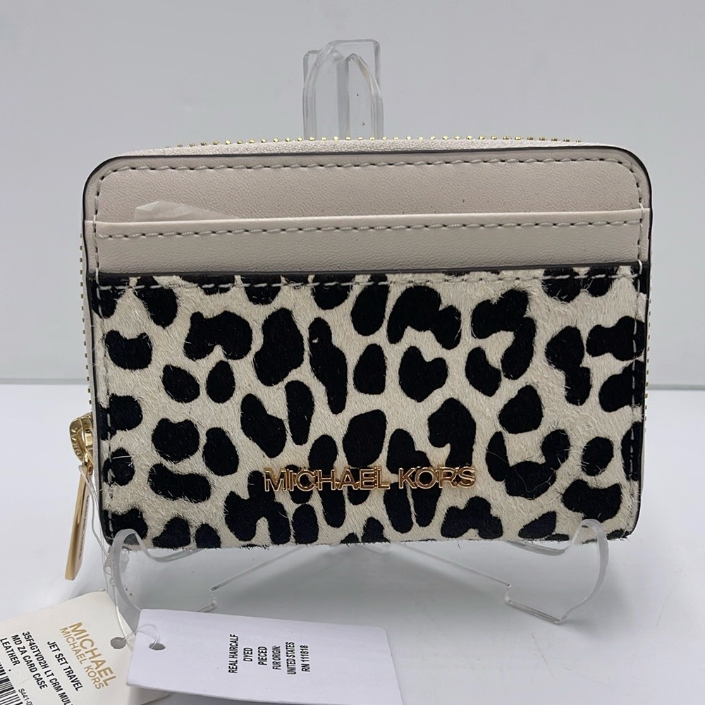 Michael Kors Black and Cream Leopard Print Wallet